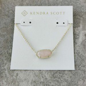 Kendra Scott Gold Rose Quartz Elisa Pendant Necklace NEW w/dust bag
